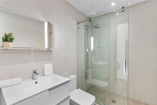 Bathroom, Glass Shower, Interior, Recessed Lighting