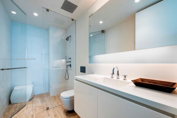 Bathroom, Glass Shower, Interior, Recessed Lighting