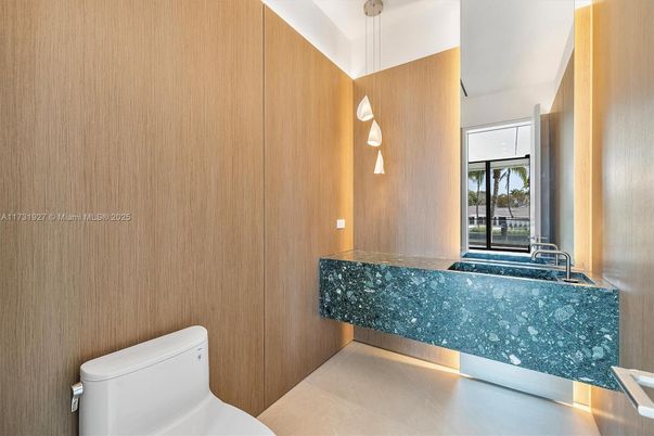 Bathroom, Interior, Pendant Lights, Wooden Walls