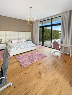 Bedroom, Home Office, Interior, Pendant Lights, Recessed Lighting, Wood Texture Flooring