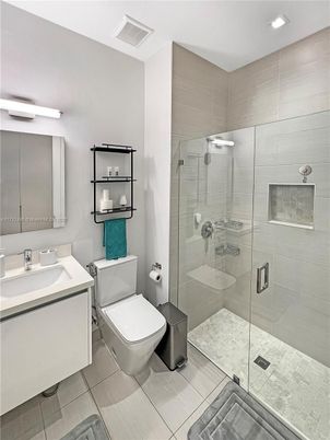 Bathroom, Glass Shower, Interior, Recessed Lighting