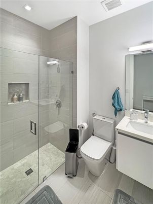Bathroom, Glass Shower, Interior, Recessed Lighting
