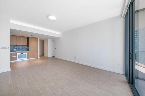 Empty room, Interior, Kitchen, Recessed Lighting, Wood Texture Flooring