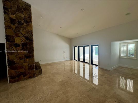 Empty room, Interior, Recessed Lighting, Stone Walls