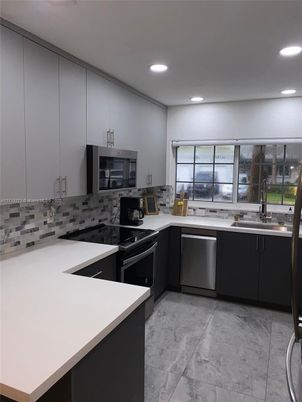 Interior, Kitchen, Marble, Recessed Lighting, Stainless Steel Appliances