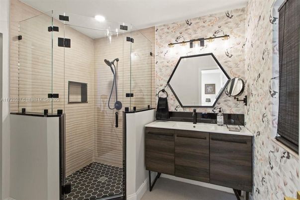 Bathroom, Glass Shower, Interior, Recessed Lighting