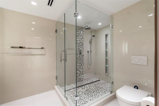 Bathroom, Glass Shower, Interior, Recessed Lighting