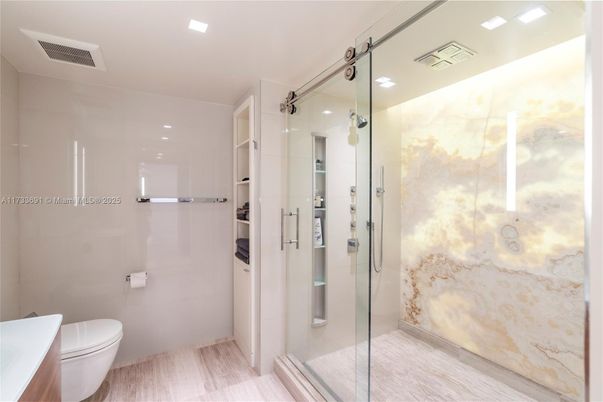 Bathroom, Glass Shower, Interior, Recessed Lighting