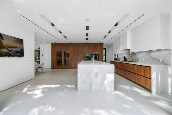 Interior, Kitchen, Marble Walls, Recessed Lighting