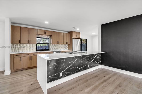Interior, Kitchen, Recessed Lighting, Wood Texture Flooring