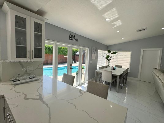 Dining room, Interior, Marble, Recessed Lighting