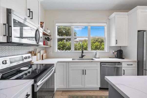 Interior, Kitchen, Stainless Steel Appliances, Wood Texture Flooring