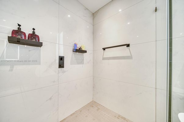Bathroom, Interior, Marble Walls, Recessed Lighting