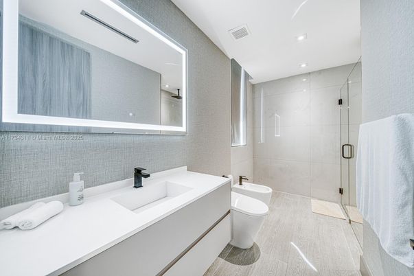 Bathroom, Glass Shower, Interior, Recessed Lighting