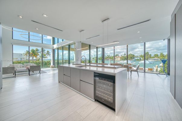 Dining room, Interior, Kitchen, Living room, Pendant Lights, Recessed Lighting, Water, Wood Texture Flooring