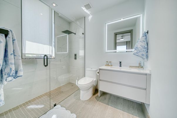 Bathroom, Glass Shower, Interior, Recessed Lighting