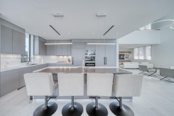 Interior, Kitchen, Living room, Pendant Lights, Recessed Lighting, Stainless Steel Appliances, Wood Texture Flooring