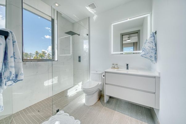 Bathroom, Glass Shower, Interior, Recessed Lighting
