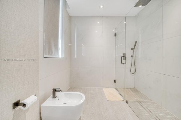 Bathroom, Glass Shower, Interior, Marble Walls, Recessed Lighting