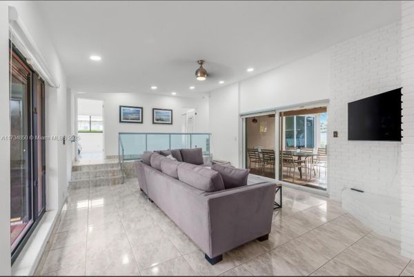 Dining room, Interior, Living room, Recessed Lighting, Stone Walls