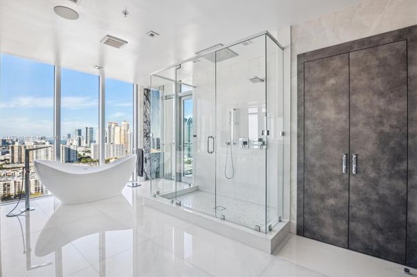Bathroom, Glass Shower, Interior, Recessed Lighting