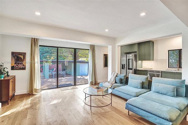 Interior, Kitchen, Living room, Recessed Lighting, Stainless Steel Appliances, Wood Texture Flooring