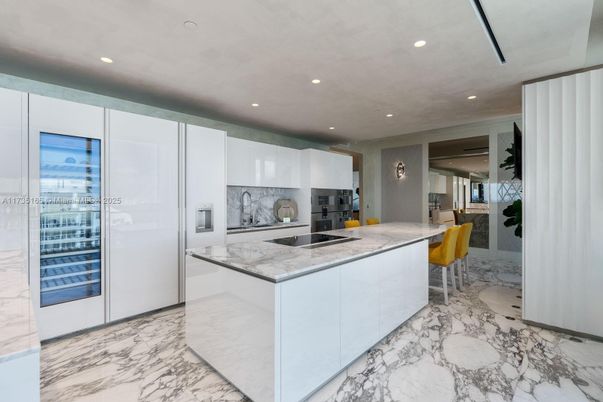 Interior, Kitchen, Marble, Recessed Lighting, Stainless Steel Appliances