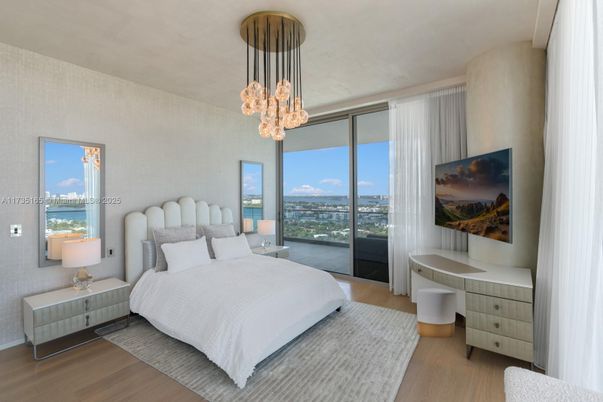 Bedroom, Interior, Pendant Lights, Wood Texture Flooring