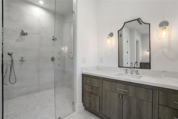 Bathroom, Dual Sink Vanities, Glass Shower, Interior, Recessed Lighting