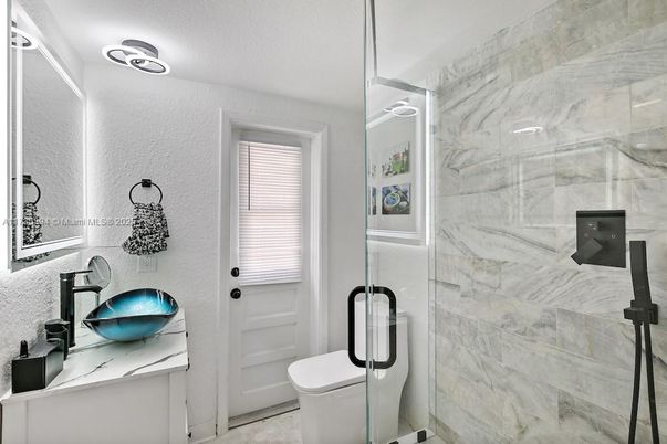 Bathroom, Glass Shower, Interior, Marble Walls