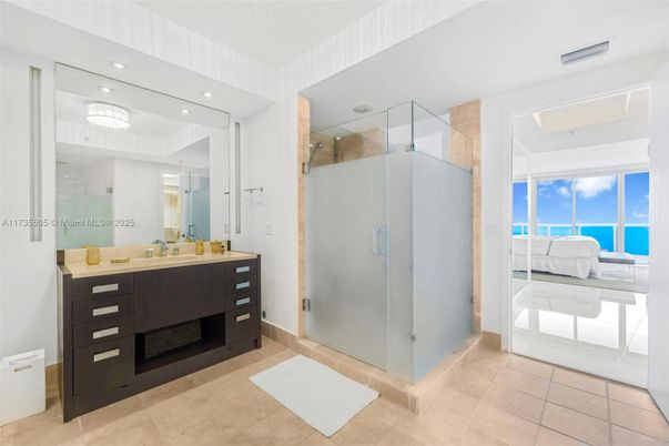 Bathroom, Glass Shower, Interior, Recessed Lighting, Water