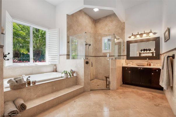 Bathroom, Dual Sink Vanities, Glass Shower, Interior, Recessed Lighting