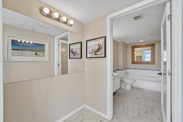 Bathroom, Interior, Marble, Recessed Lighting