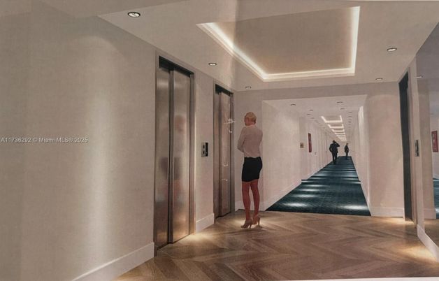 Elevator, Interior, Recessed Lighting, Wood Texture Flooring