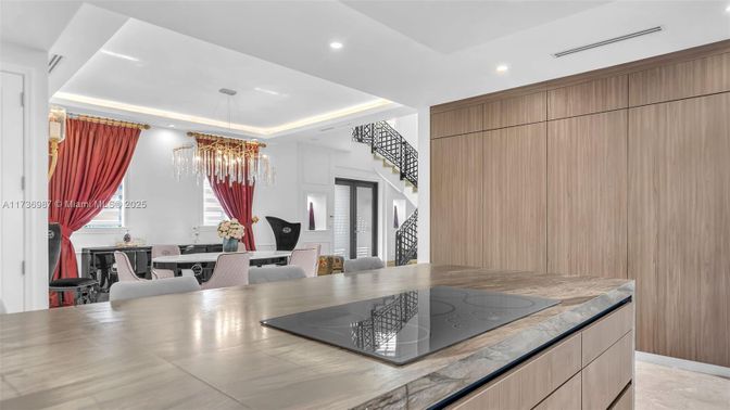 Chandelier, Dining room, Interior, Recessed Lighting