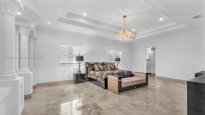 Bedroom, Chandelier, Interior, Recessed Lighting
