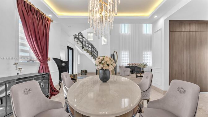 Chandelier, Dining room, Interior, Recessed Lighting