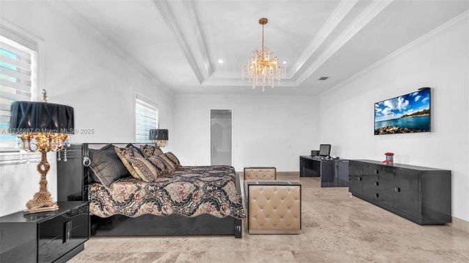 Bedroom, Chandelier, Interior, Recessed Lighting