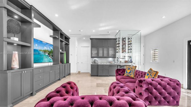 Interior, Living room, Recessed Lighting, Wine Storage