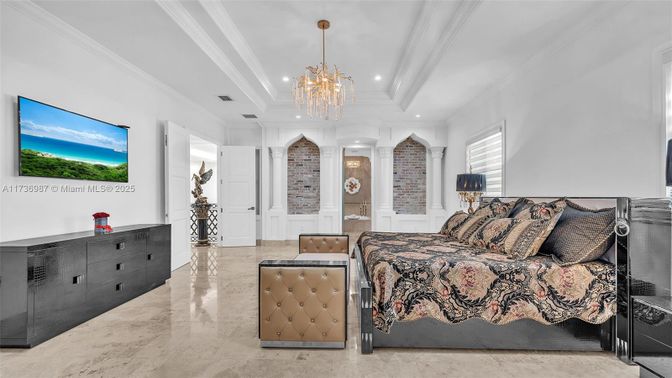 Bedroom, Chandelier, Interior, Recessed Lighting