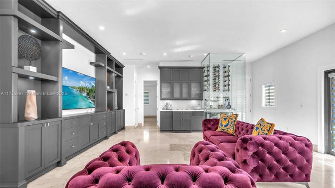 Interior, Living room, Recessed Lighting, Wine Storage
