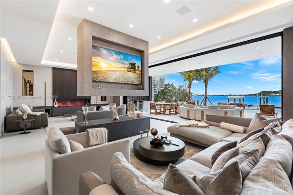 Fireplace, Interior, Living room, Recessed Lighting, Water