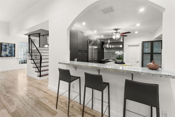 Interior, Kitchen, Recessed Lighting, Wood Texture Flooring