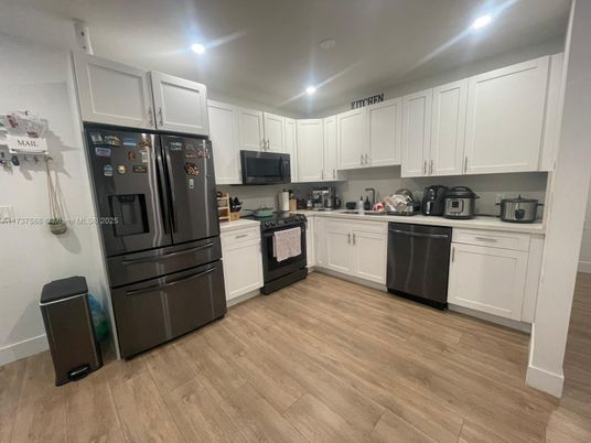Interior, Kitchen, Recessed Lighting, Wood Texture Flooring