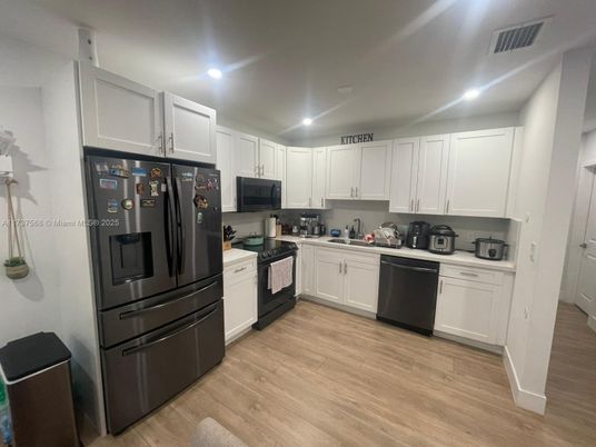 Interior, Kitchen, Recessed Lighting, Wood Texture Flooring