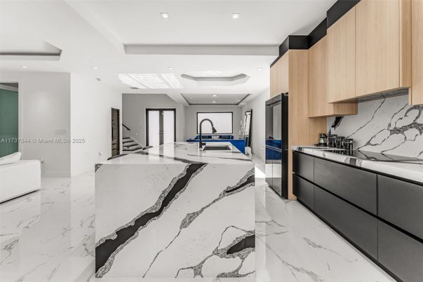 Interior, Kitchen, Marble, Marble Walls, Recessed Lighting