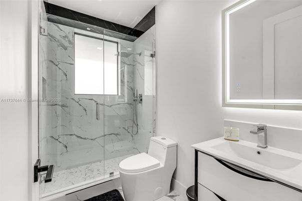 Bathroom, Glass Shower, Interior, Marble Walls