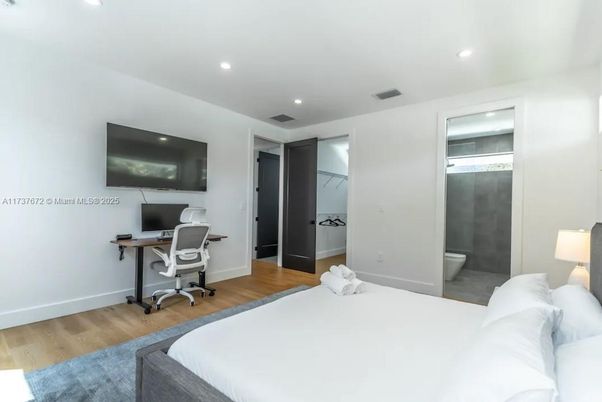 Bathroom, Bedroom, Home Office, Interior, Recessed Lighting, Wood Texture Flooring