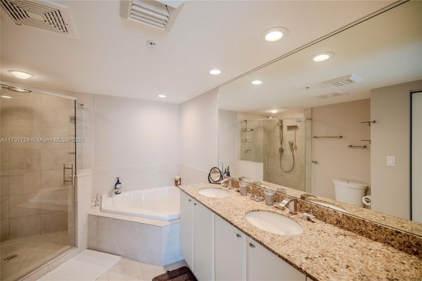 Bathroom, Dual Sink Vanities, Glass Shower, Interior, Recessed Lighting