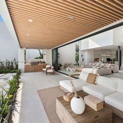 Interior, Living room, Recessed Lighting, Wooden Ceilings